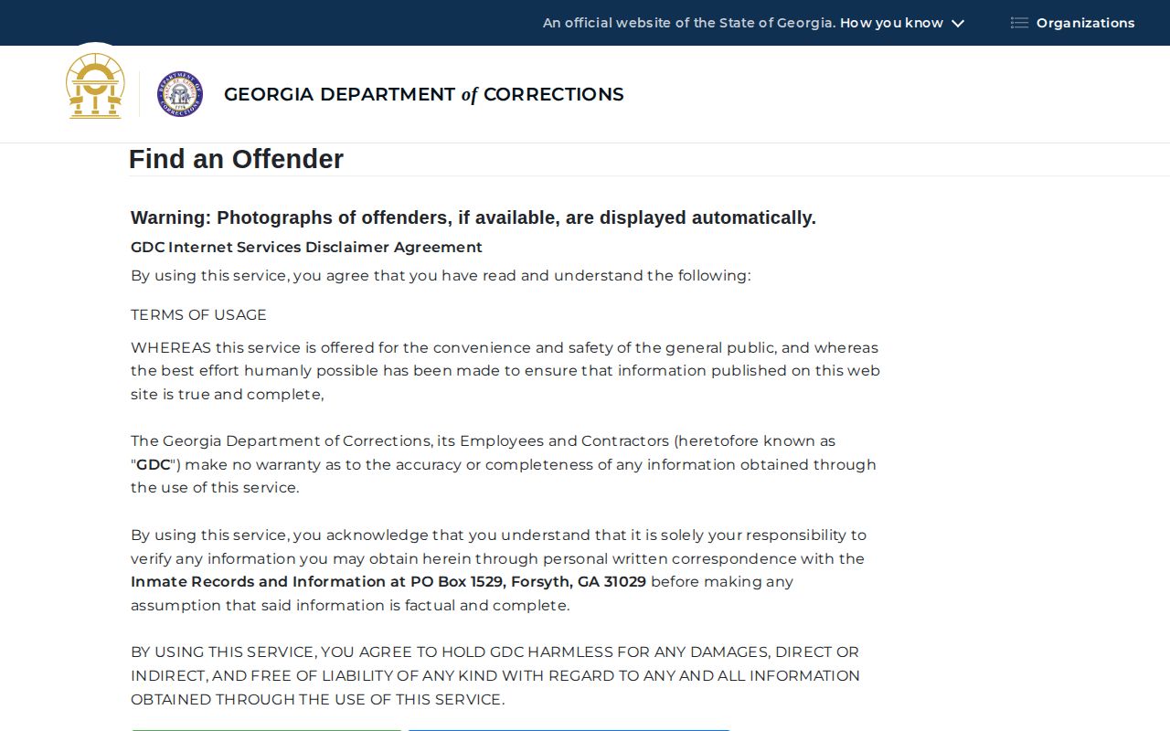GDC offender query for Jackson County released inmate records